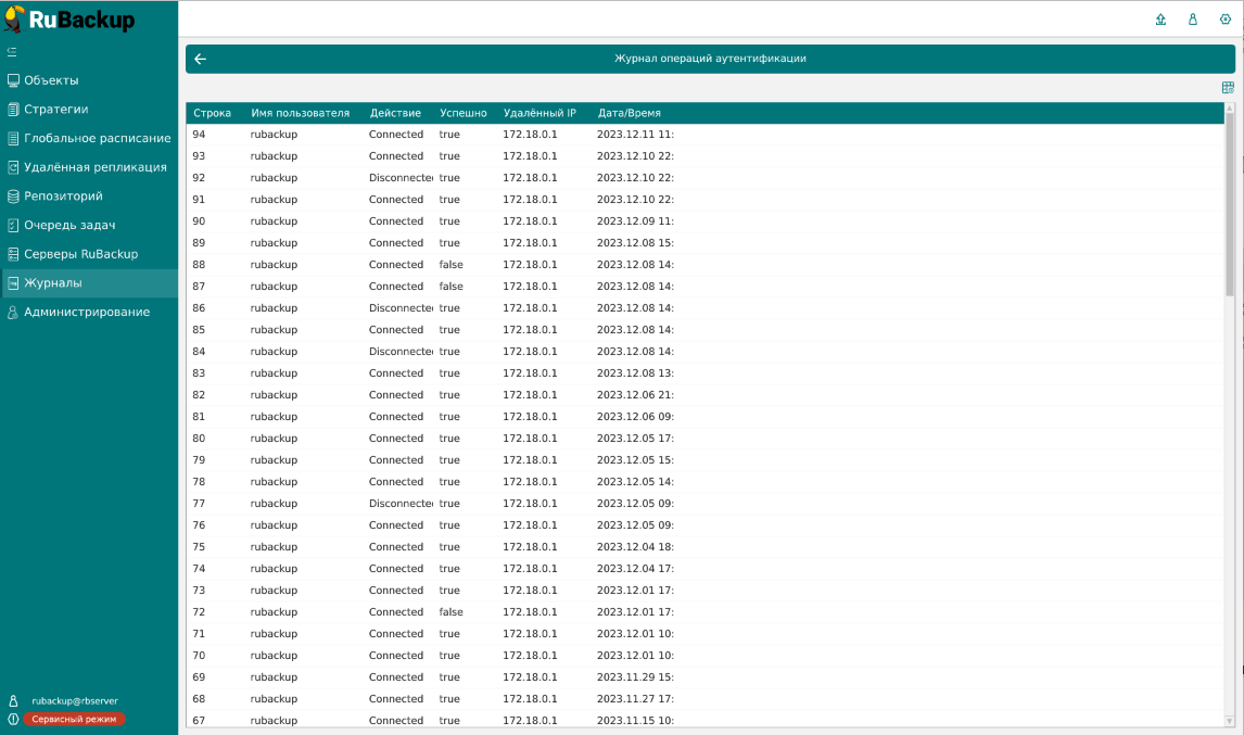 authentication operation log